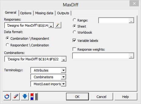 XLSTAT MaxDiff general