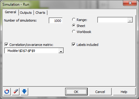 Simulation: Dialog box - Run - General