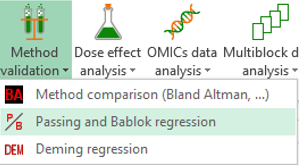 XLSTAT method validation menu