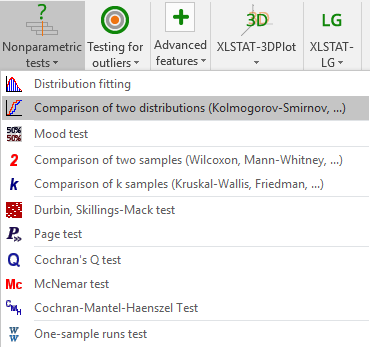 XLSTAT Function Comparison of two distributions