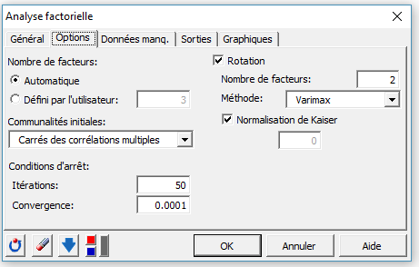 Paramétrer une analyse factorielle avec XLSTAT (2)