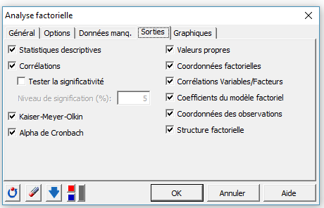 Paramétrer une analyse factorielle avec XLSTAT (3)