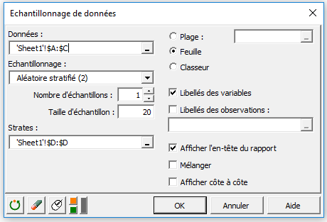 Ãchantillonnage de donnÃ©es dans XLSTAT