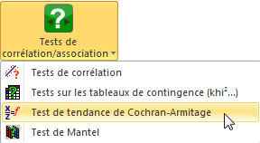 Test de tendance Cochran Armitage : Menu