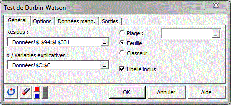 DonnÃ©es test de Durbin-Watson