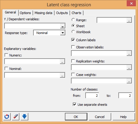 lg regression dialog box empty