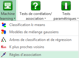 Menu XLSTAT Machine Learning Règles D'association