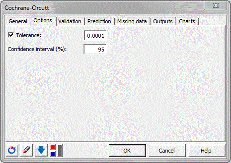 Options tab Cochrane-Orcutt Options tab Cochrane-Orcutt
