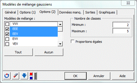 boite de dialogue modèles de mélange options