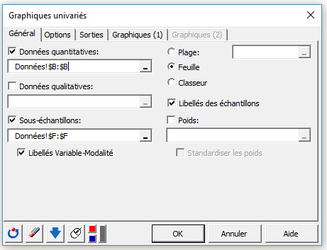Boîte de dialogue XLSTAT pour générer une boîte à moustache