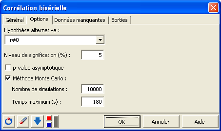 boite de dialogue correlation biserielle options boite de dialogue correlation biserielle options