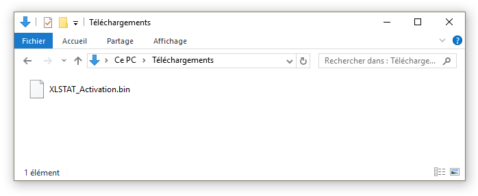 XLSTAT dossier téléchargements avec fichier binaire