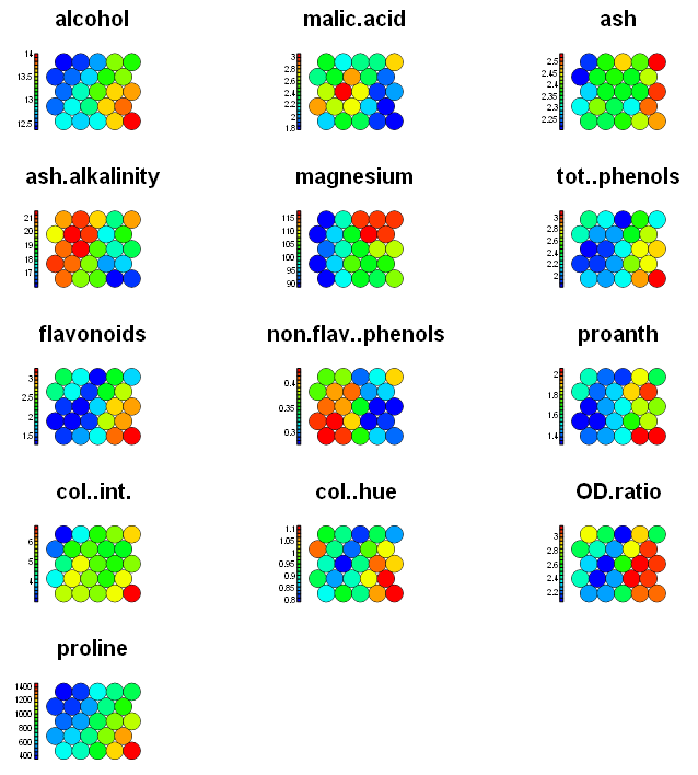 XLSTAT-R Kohonen SOM heatmaps