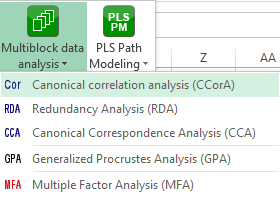 XLSTAT Multiblock Menu Canonical Correlation Analysis