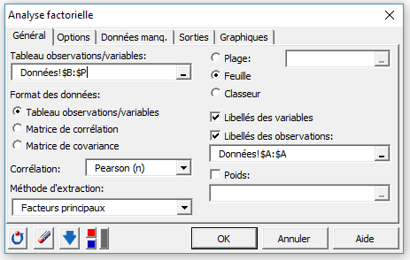 Paramétrer une analyse factorielle avec XLSTAT (1)
