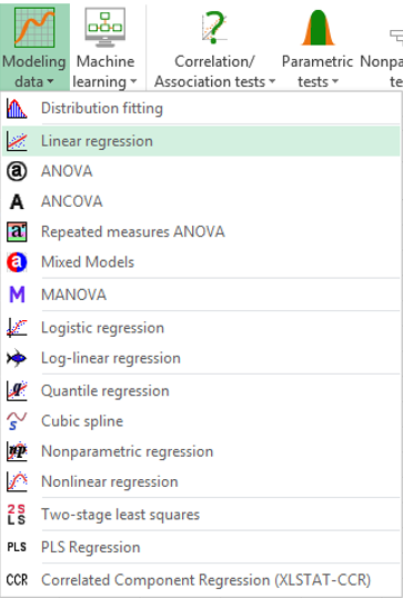 xlstat modeling data linear regression