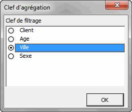 Boite de dialogue cle de filtrage