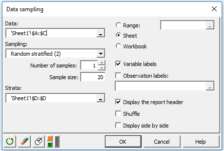Data sampling XLSTAT dialog box Data sampling XLSTAT dialog box