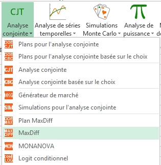XLSTAT Menu CJT Analyse Maxdiff