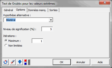 grubbs test boite dialogue options