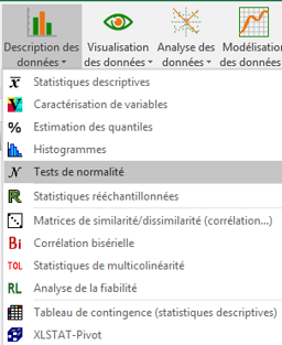 XLSTAT fonction pour effectuer des tests de normalité