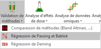 XLSTAT menu Validation de méthodes