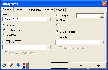 Dialog box dynamic histogram