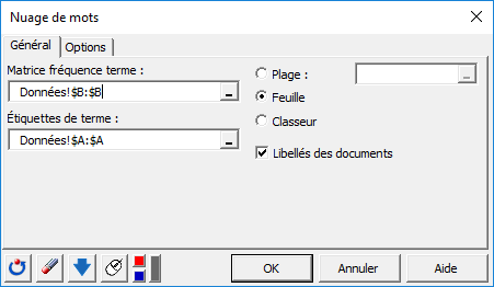 Nuage de mots boîte de dialogue dans XLSTAT