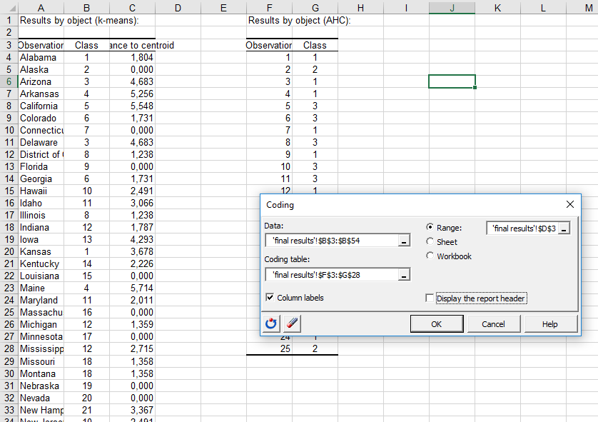 Clustering big datasets: final manipulations