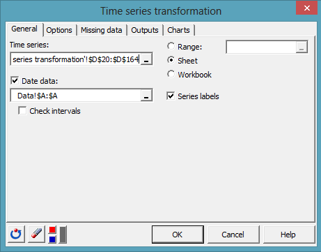 time series transformation dialog box 3