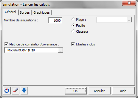 Simulation : Boîte de dialogue - Général