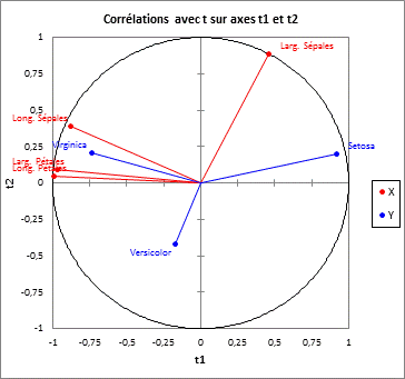 Graphique des corrélations discriminante PLS