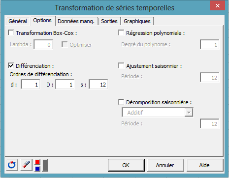 time series transform dialog box