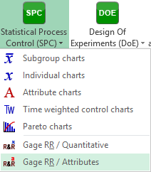 XLSTAT statistical software for Excel, Statistical Process Control menu