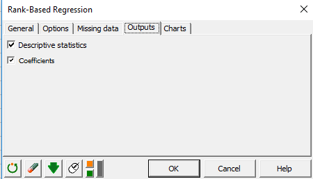 XLSTAT-R Rank-Based Regression Outputs tab