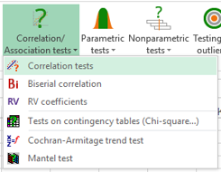 Correlation tests in XLSTAT menu Correlation tests in XLSTAT menu