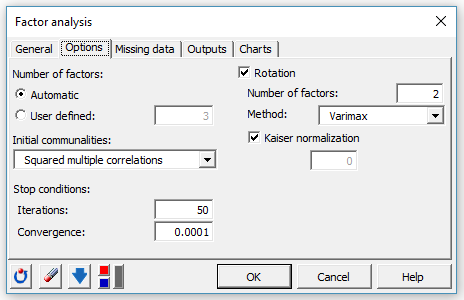 Setting up a factor analysis in XLSTAT (2)
