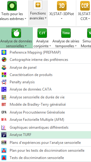 XLSTAT Sensory Menu TURF FR