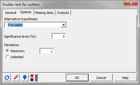 grubbs test dialog box options grubbs test dialog box options