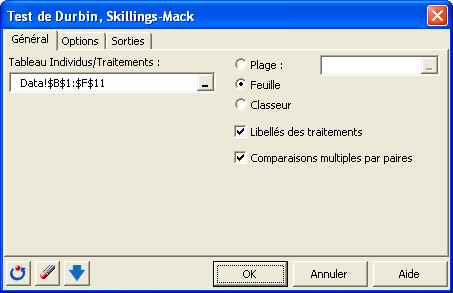 boite de dialogue durbin test general