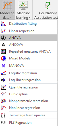 XLSTAT Modeling Data Menu ANOVA