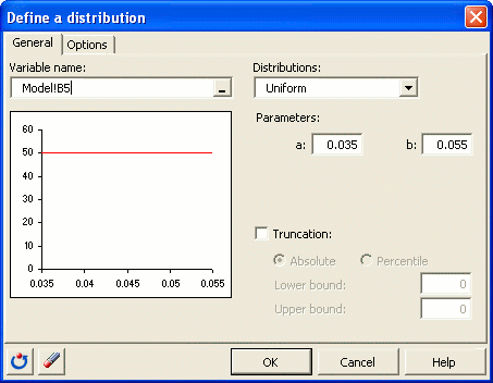 Simulation: Define a distribution dialog box 
