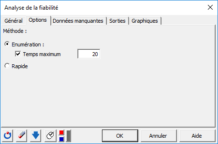 XLSTAT Analyse de fiabilité, onglet Options