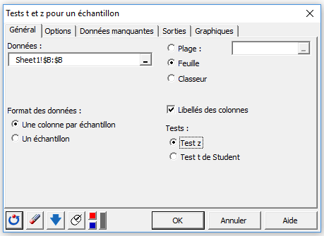 Paramétrer un test Z pour un échantillon avec XLSTAT Paramétrer un test Z pour un échantillon avec XLSTAT