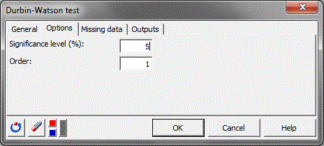 Durbin-Watson test significance level