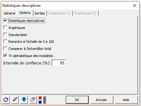 XLSTAT boîte de dialogue - Onglet Options