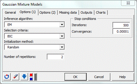 dialog box mixture models options dialog box mixture models options
