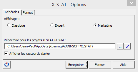 XLSTAT PLSPM menu choix type d'affichage