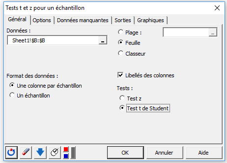 Paramétrer un test t pour un échantillon avec XLSTAT Paramétrer un test t pour un échantillon avec XLSTAT