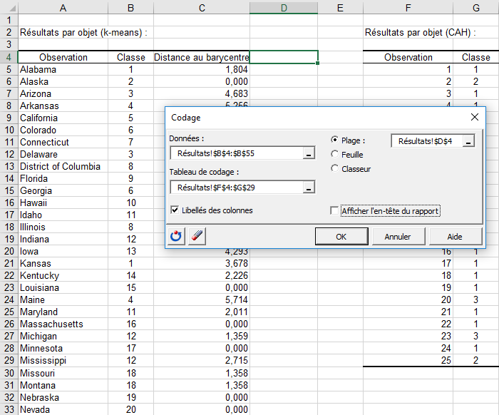 classification de grands jeux de données, manipulations finales